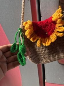 Crocheted Sunflower Crossbody Bag
