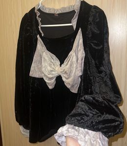 Black Velvet Blouse with Bow