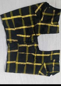Black &amp; Gold Checked Blouse