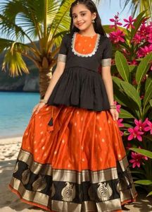Baby traditional Blue & Gold Lehenga Choli