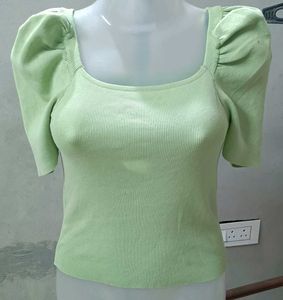 Pastel Green Puff Sleeve Top