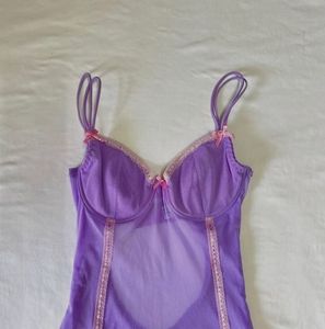 Purple Lace Trim Teddy Corset