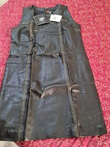Designer Black Leather one piece- New