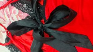 Sexy Red Babydoll with Black Lace Trim