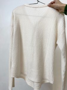 White Cozy Button-Down Knit Cardigan
