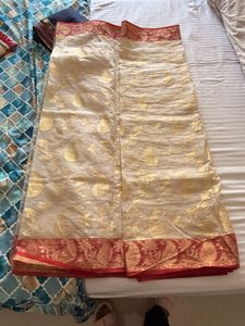 Elegant Cream and Red Saree
