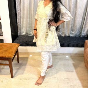 Elegant White & Gold Ethnic Kurta Set