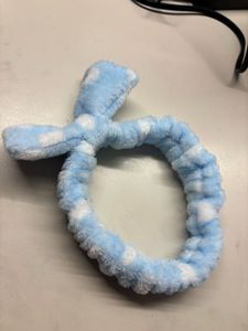 Fluffy Blue Polka Dot Headband