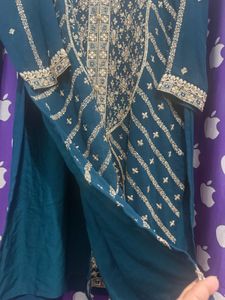 Fancy Teal Embroidered Kurta Set