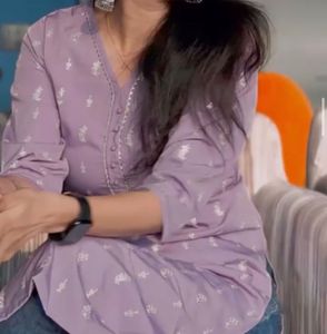 Lavender Kurta with White Print