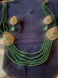 Emerald Beaded Necklace &amp; Earring Set