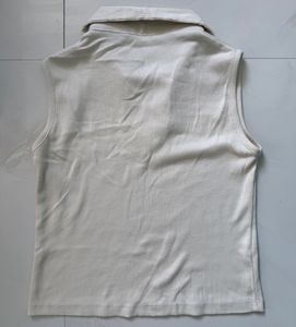 Sleeveless Collared Ribbed Knit Top