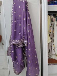 Embroidered Purple Dupatta