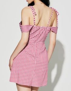 Cute Gingham Off-Shoulder Dress