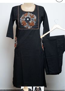 Black Embroidered Kurta Set