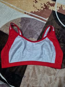 Red and Grey Sports Bra