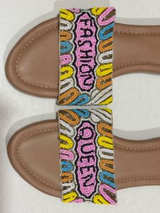 Beaded "Fashion Queen" Flat Sandals