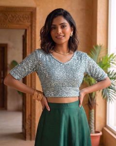 Sparkling Sequin Crop Blouse
