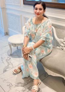 Blue Floral Off-Shoulder Co-ord Set