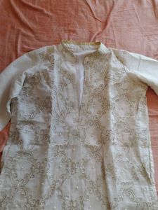 Embroidered gota patti beige Kurta