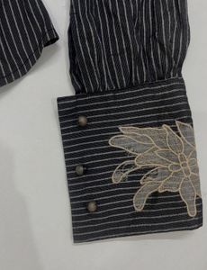 y2k Chic Striped Embroidered Button-Up Shirt