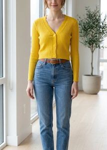 Yellow Cropped Cardigan