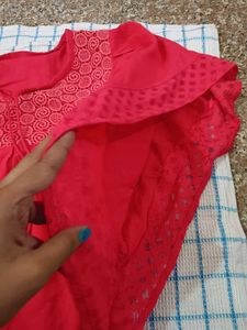 Vibrant Red Embroidered Kurta