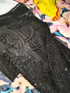 New black sequence saree with blouse piece 1meter