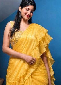 Stunning Yellow Ruffled Saree