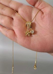 Sparkling Bow &amp; Heart Pendant Necklace