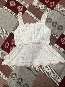 Chic White Embroidered Peplum Top