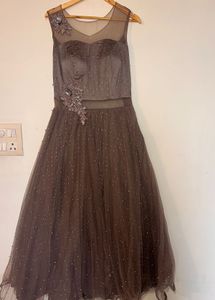 Elegant Grey Embellished Dress
