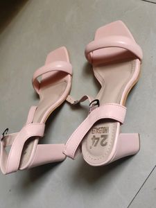 Peach Color Block Heels