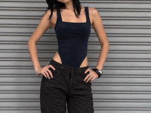 Navy Blue Velvet Bodysuit