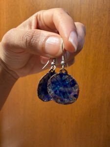 Unique Blue Beaded Round Earrings