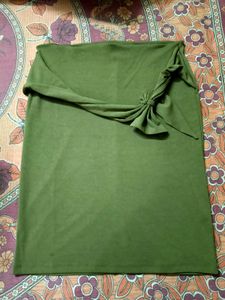 Olive Green Ethnic Skirt with Tie Detail