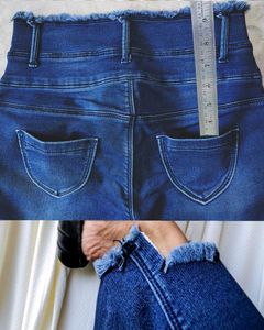 High Rise Blue Denim Skinny Jeans