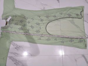 Elegant Lime Green Embroidered Kurta Set XL