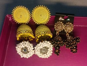 Set of 3 Pairs Jhumka Earrings | Single is also av