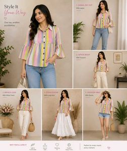Rainbow Striped Bell Sleeve Top
