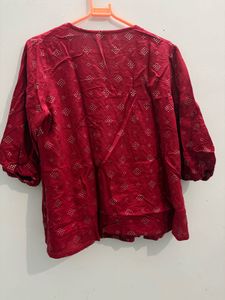 Maroon Printed Kurta