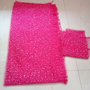 Self Design Net Saree (Pink)