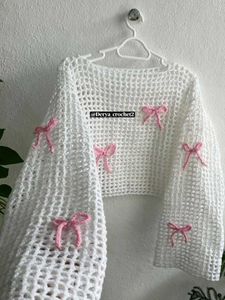 Crochet Bow Detail Top
