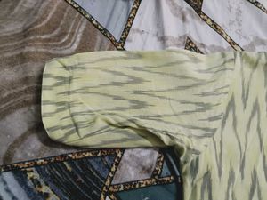 Stylish Yellow Ikat Print Kurta