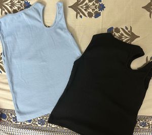 Ribbed Cutout Tank Tops (Set of 2)