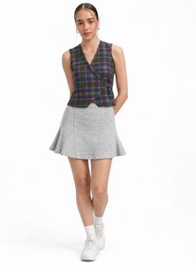 Plaid Wrap Vest Top with skirt