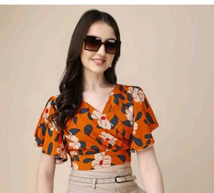 Stylish Floral Print Wrap Top