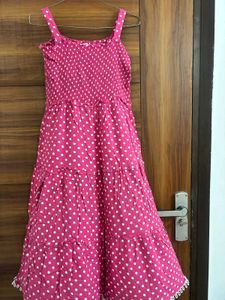 Cute Pink Polka Dot Ruffle Dress