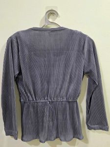 Pleated Wrap Blouse with Inner Cami