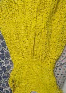 Vibrant Yellow Eyelet Top